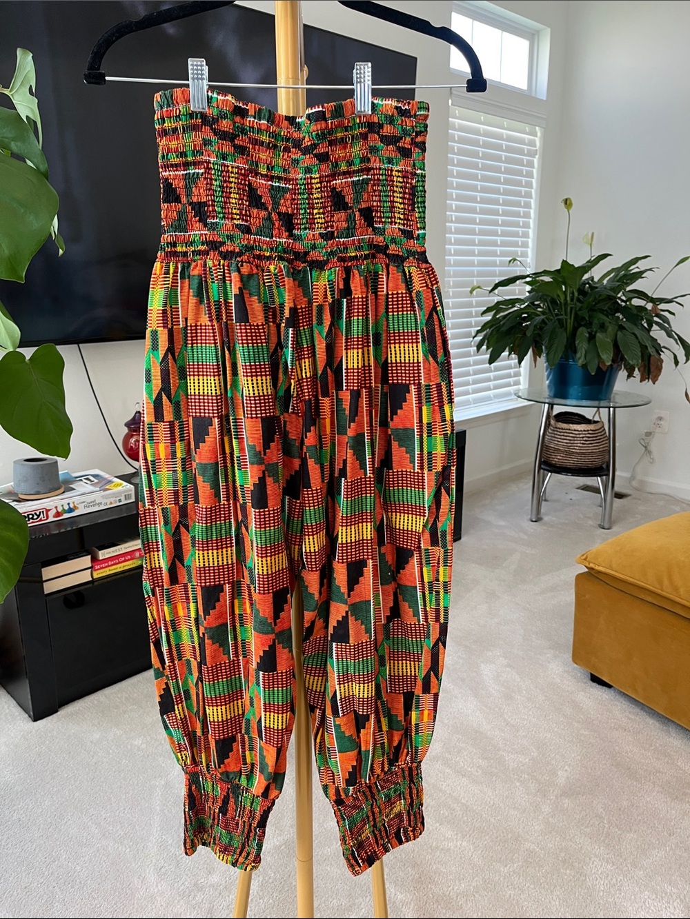 Smocked Strapless Harem pants- Multicolor African Print